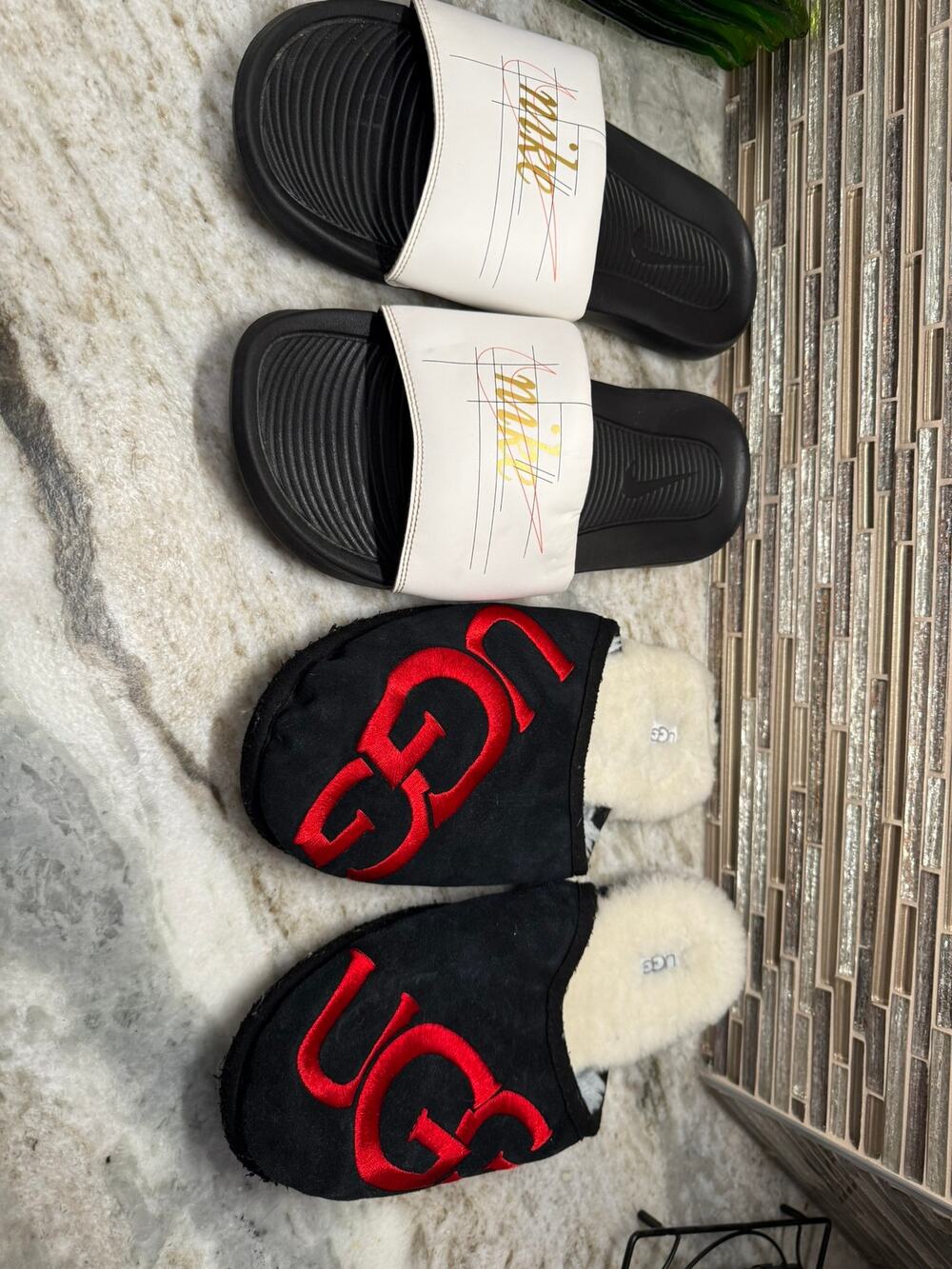 Lot of 2 Nike Slides and UGG Slippers NO SIZE TAGS Pre-Owned